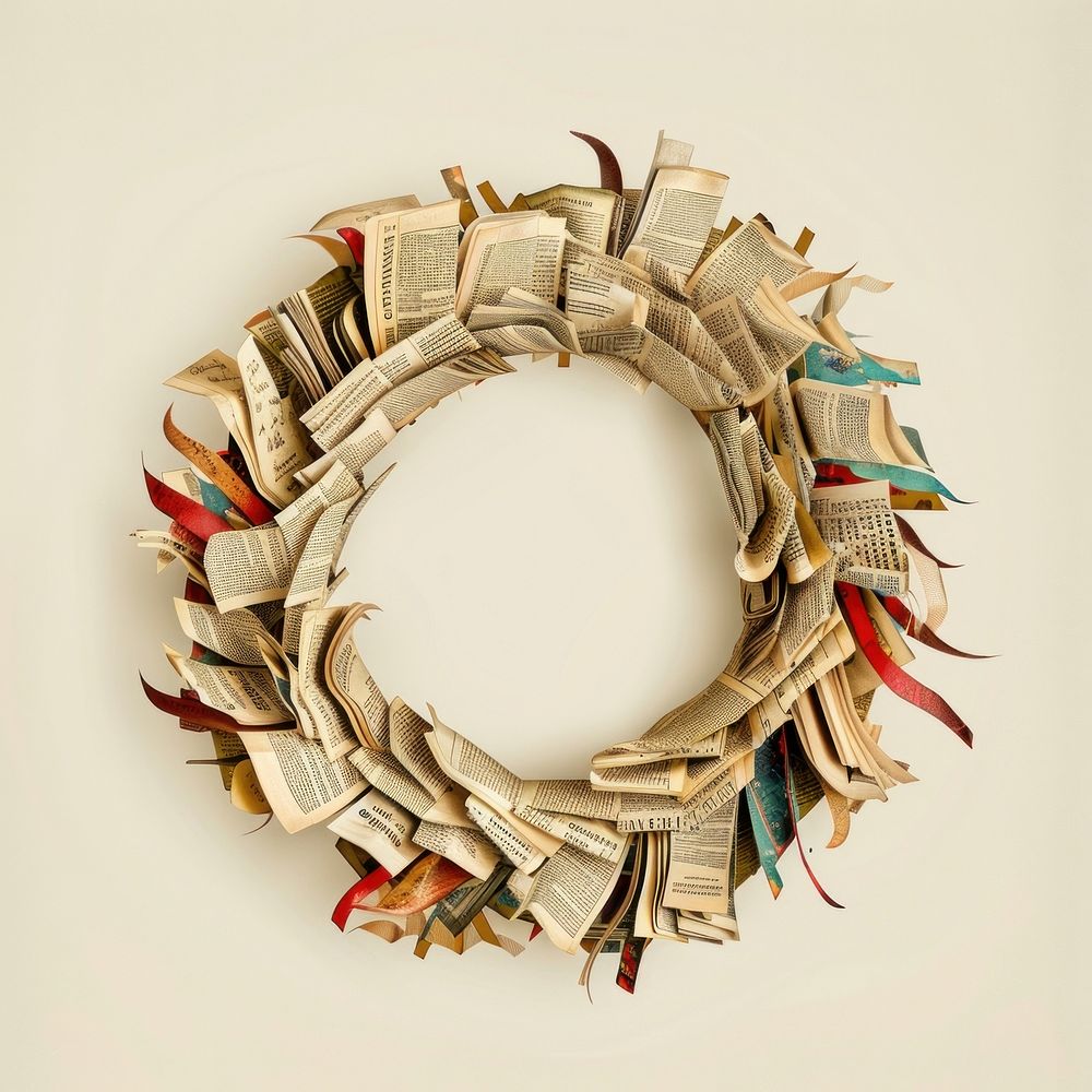 Ephemera paper christmas wreath book art publication.