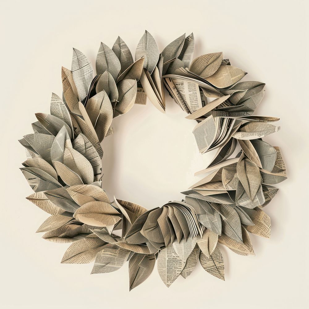 Ephemera paper christmas wreath plant art creativity.