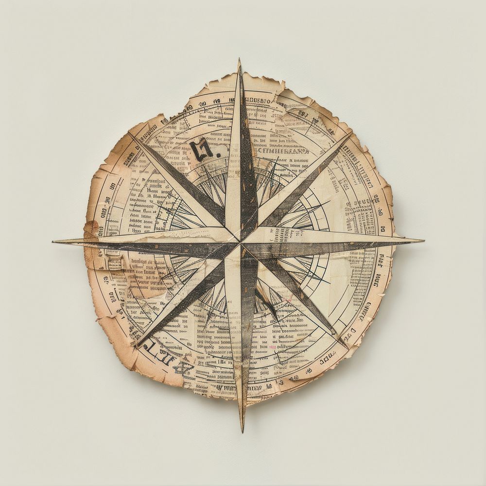 Ephemera paper compass art sundial pattern.