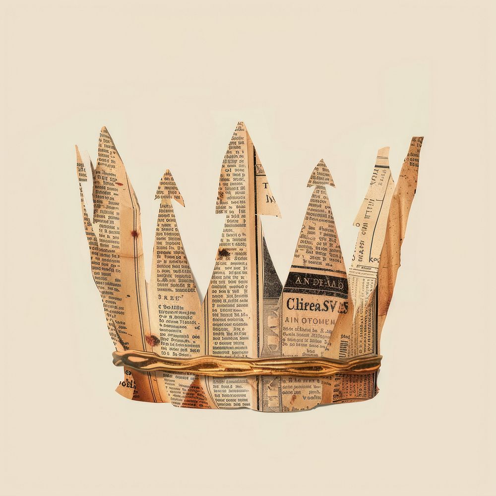Ephemera paper crown text art accessories.