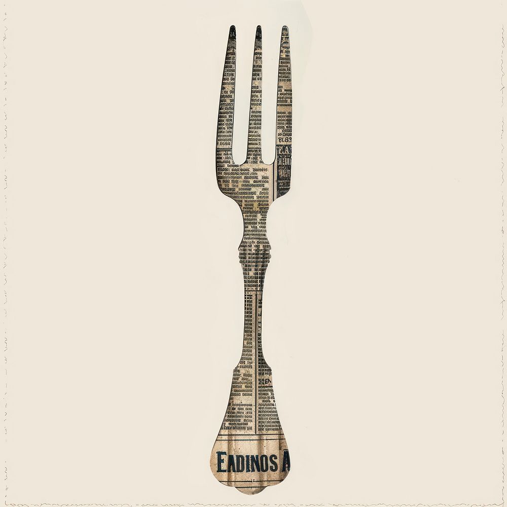 Ephemera paper fork silverware tableware cutlery.