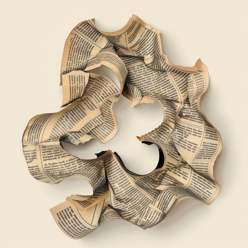 Ephemera paper freeform shape art crumpled pattern.