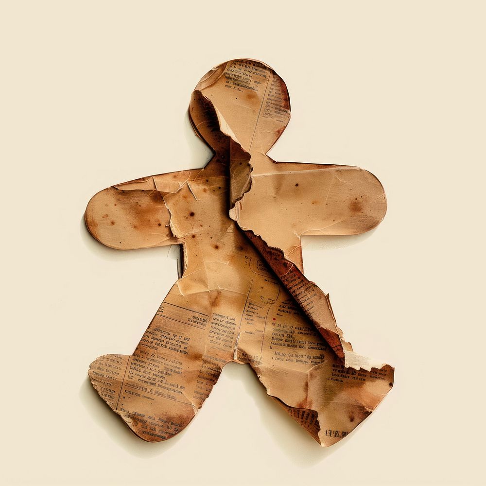 Ephemera paper ginger bread art wood representation.