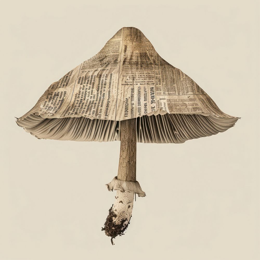 Ephemera paper mushroom lampshade umbrella drawing.