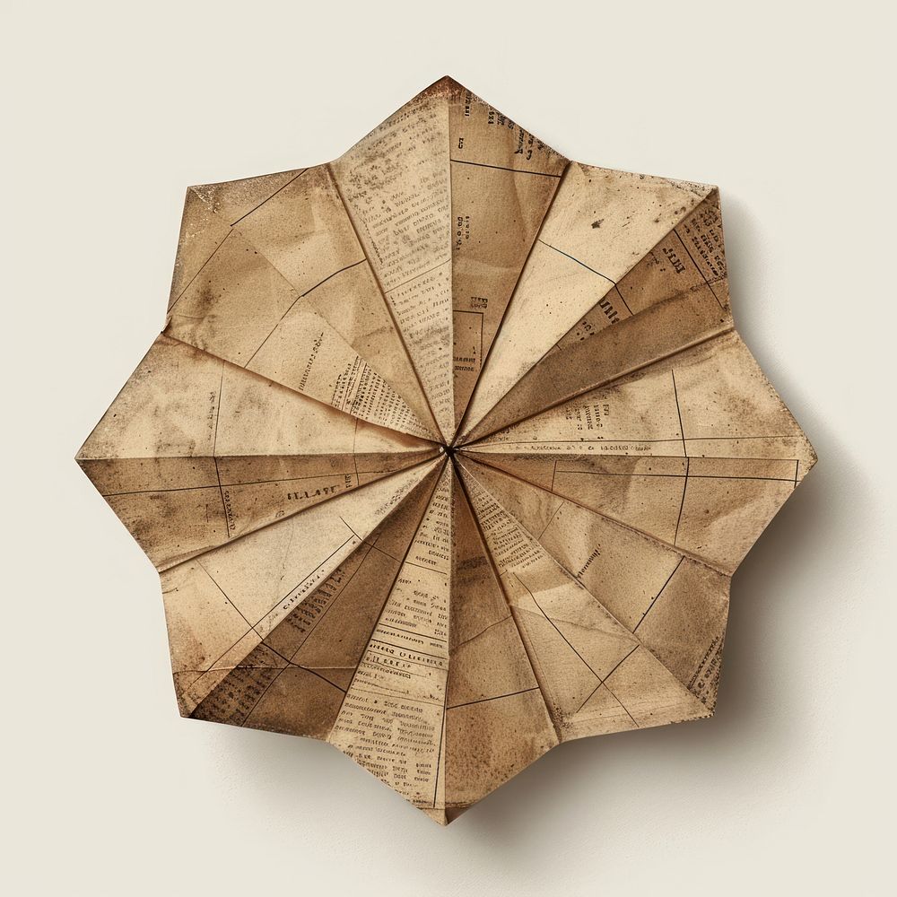 Ephemera paper pentagon art origami leaf.