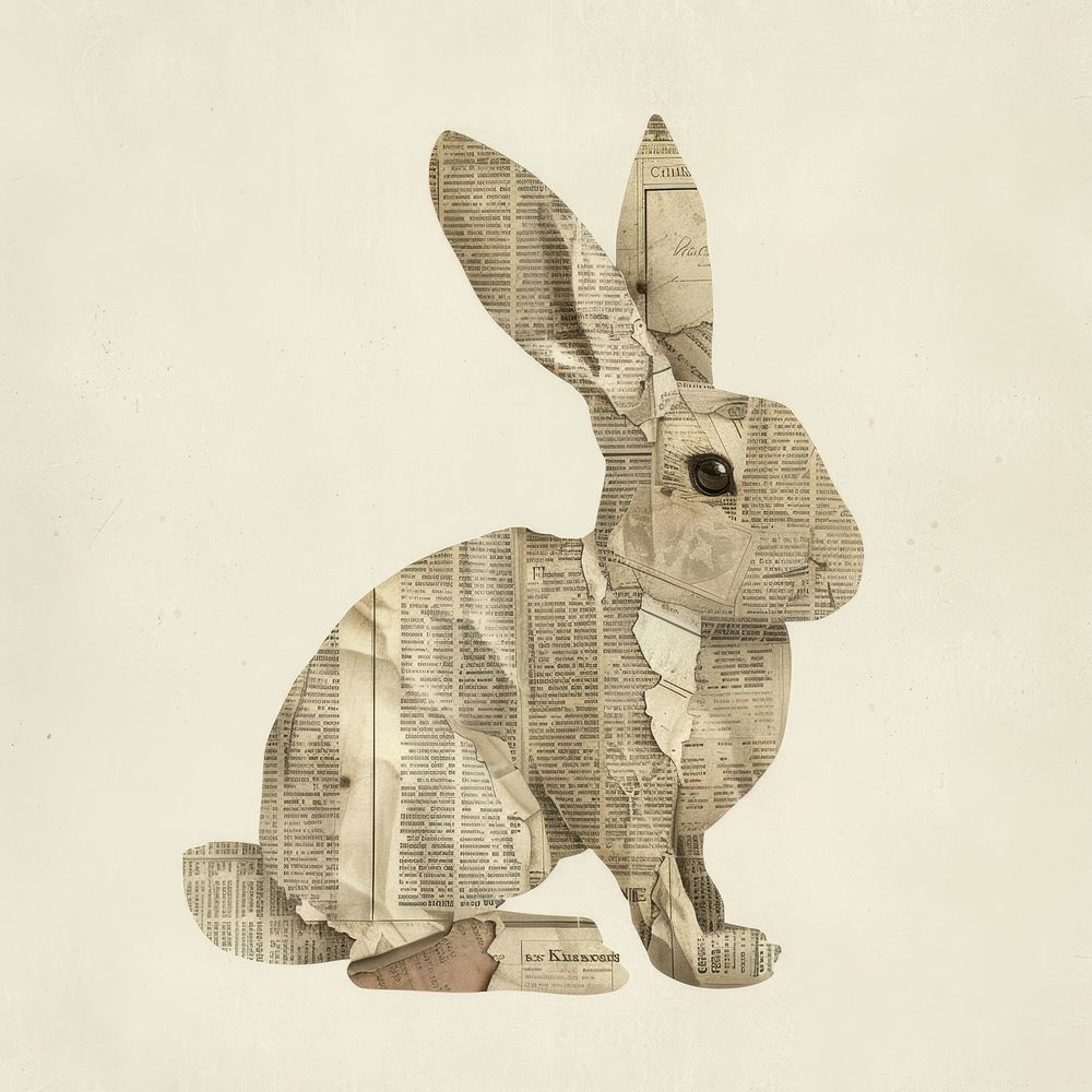 Ephemera paper rabbit art animal rodent.