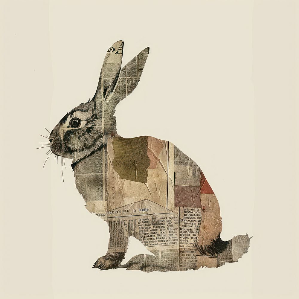 Ephemera paper rabbit art animal mammal.