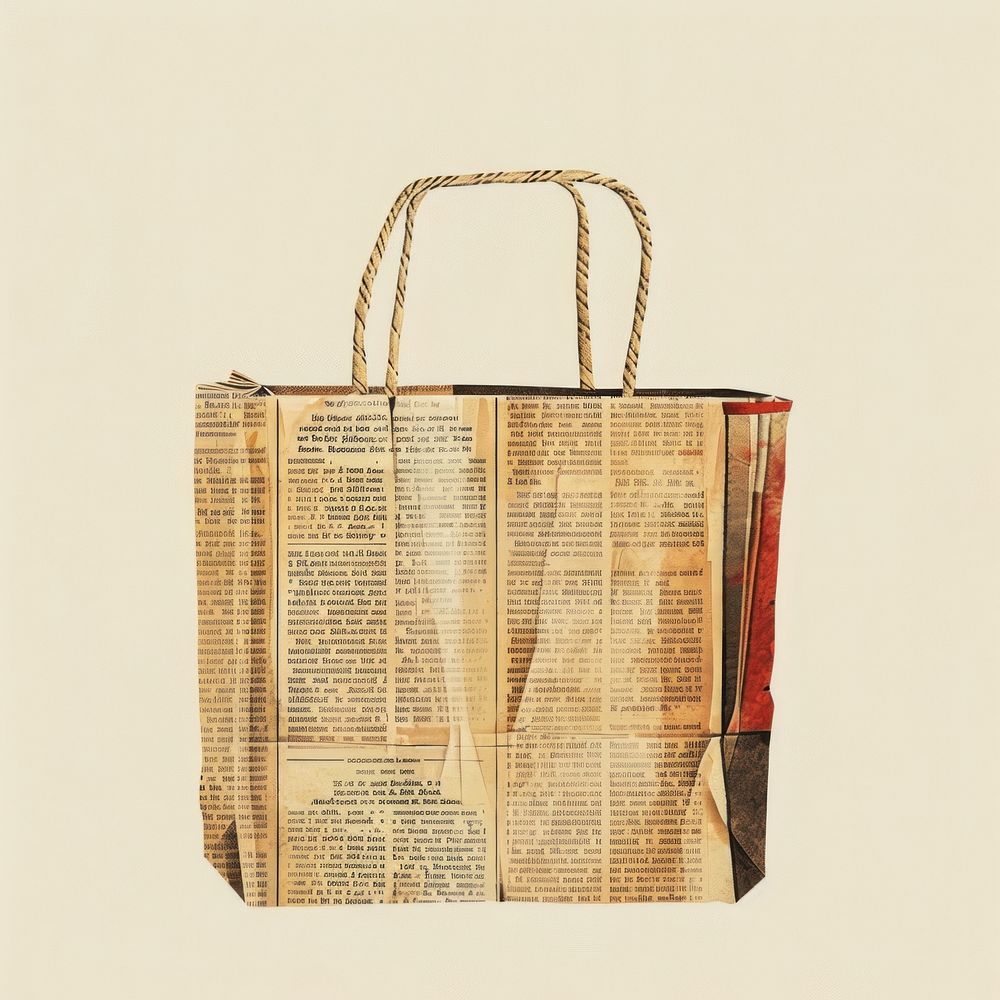 Ephemera paper shopping mart bag handbag text white background.