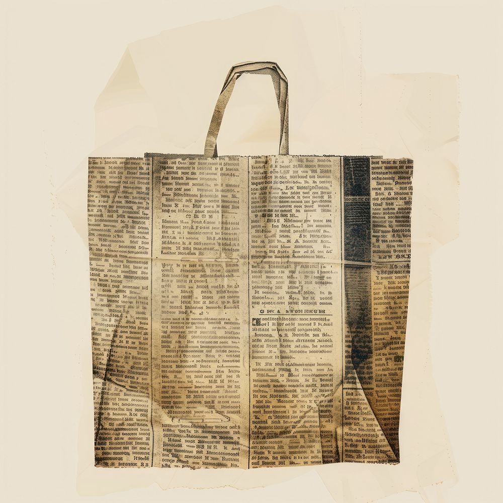 Ephemera paper shopping mart bag newspaper handbag page.