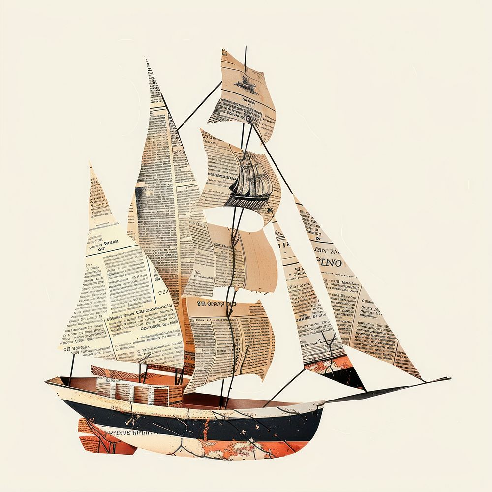 Ephemera paper ship sailboat vehicle drawing.
