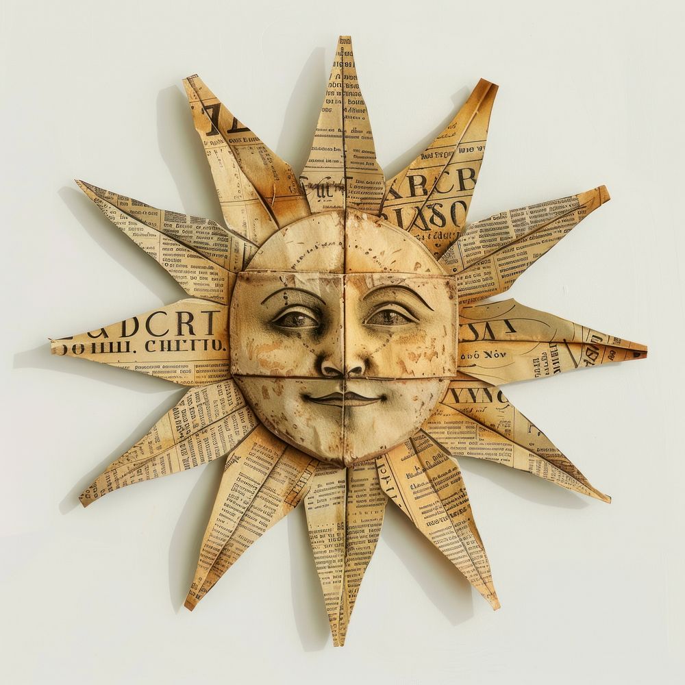Ephemera paper sun art craft wood.