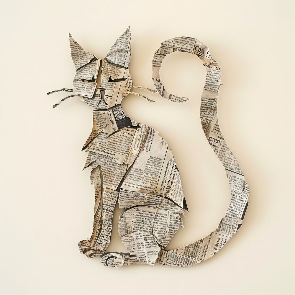 Paper cat art craft representation.