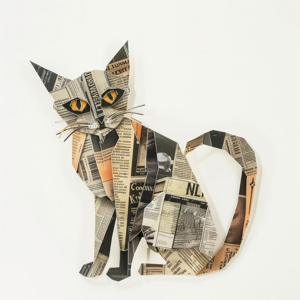 Paper cat art animal mammal.