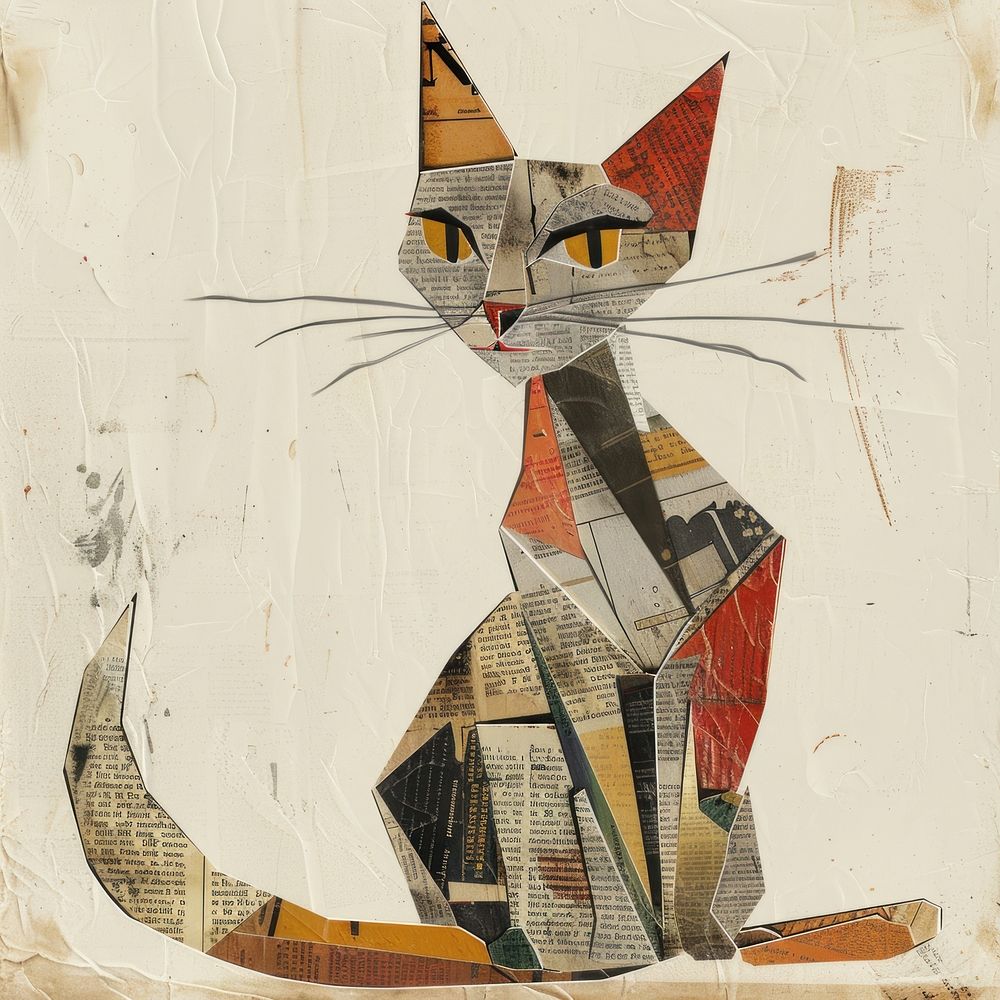 Paper cat art painting animal.