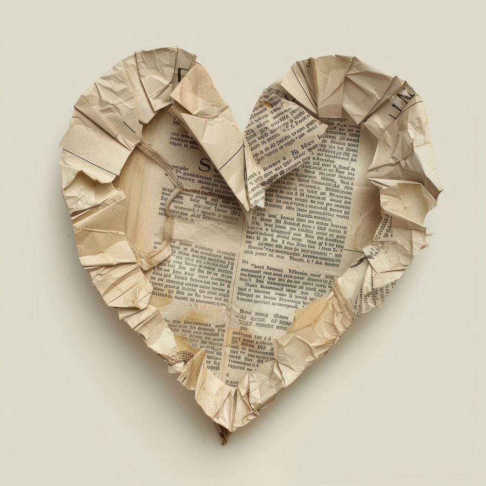 Paper heart creativity crumpled pattern.