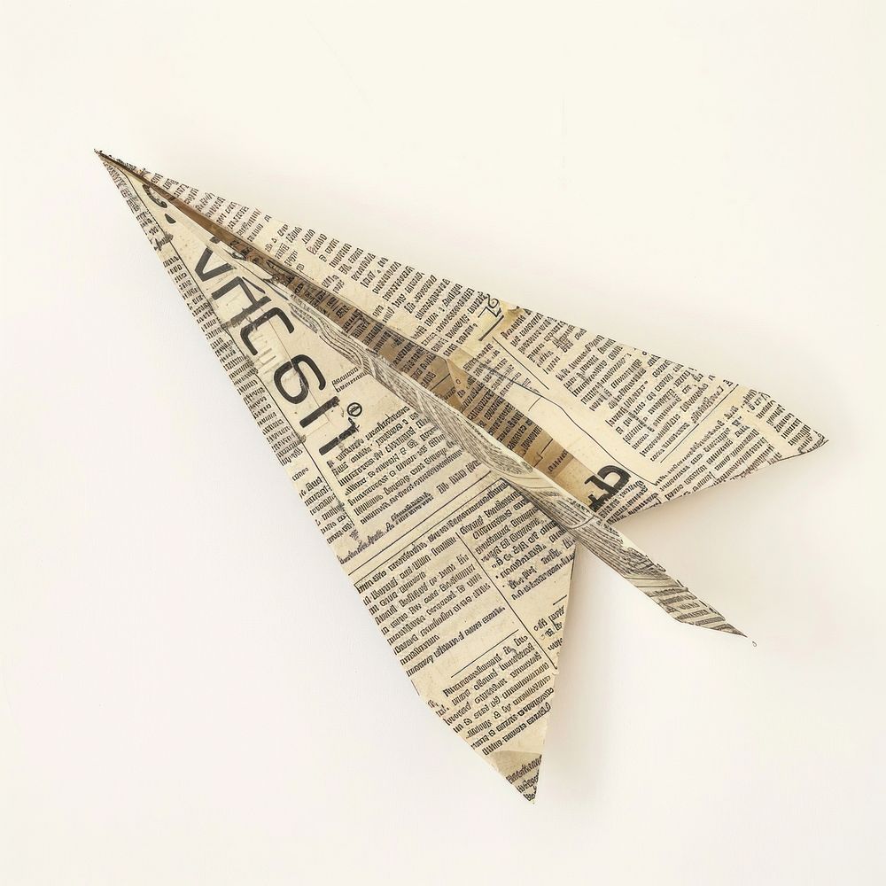 Paper plane newspaper text art.