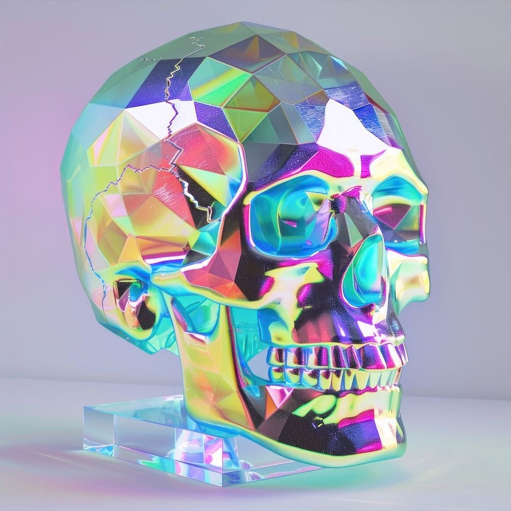 Hologram skull art creativity futuristic.