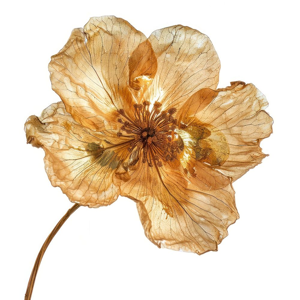 Real dried flower petal plant white background.