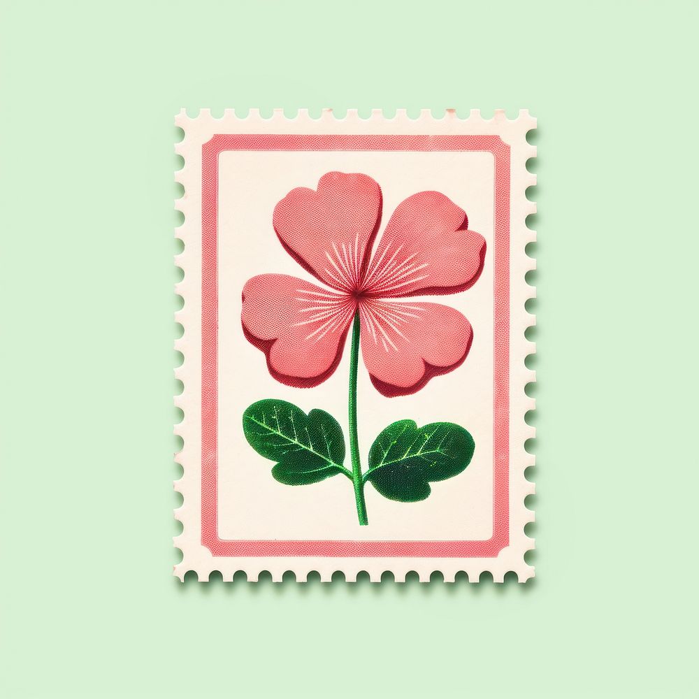 Clover with Risograph style flower plant petal.