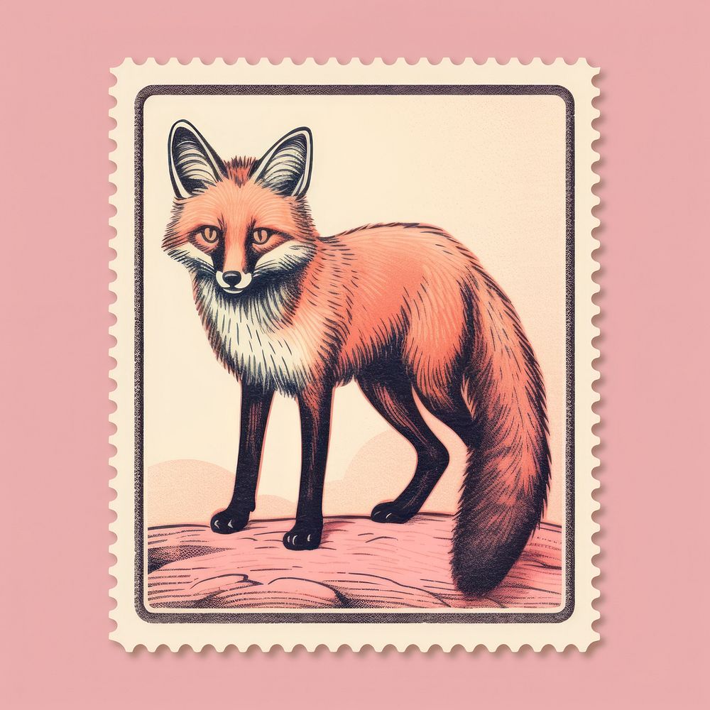 Fox with Risograph style animal mammal cat.
