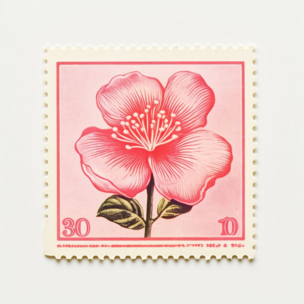 Sakura with Risograph style flower plant pink.