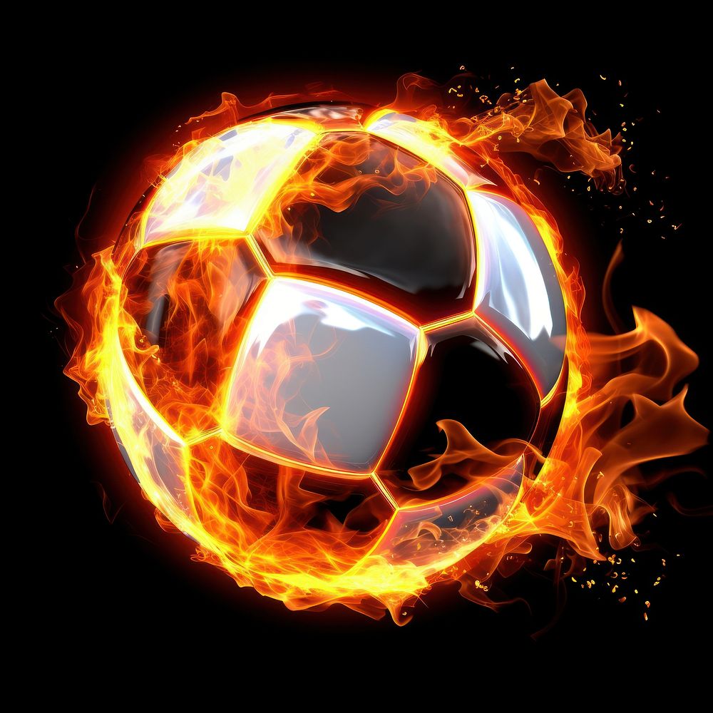 Football sphere sports flame.