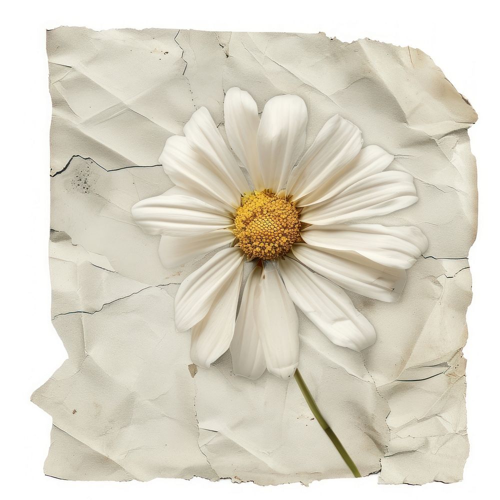 Illustration on ripped paper flower petal plant.