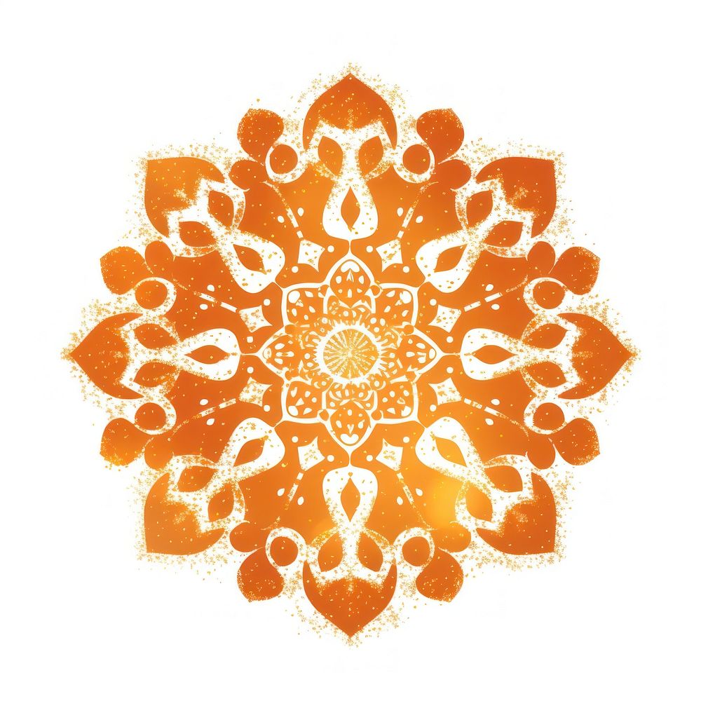 Orange mandala icon pattern shape art.