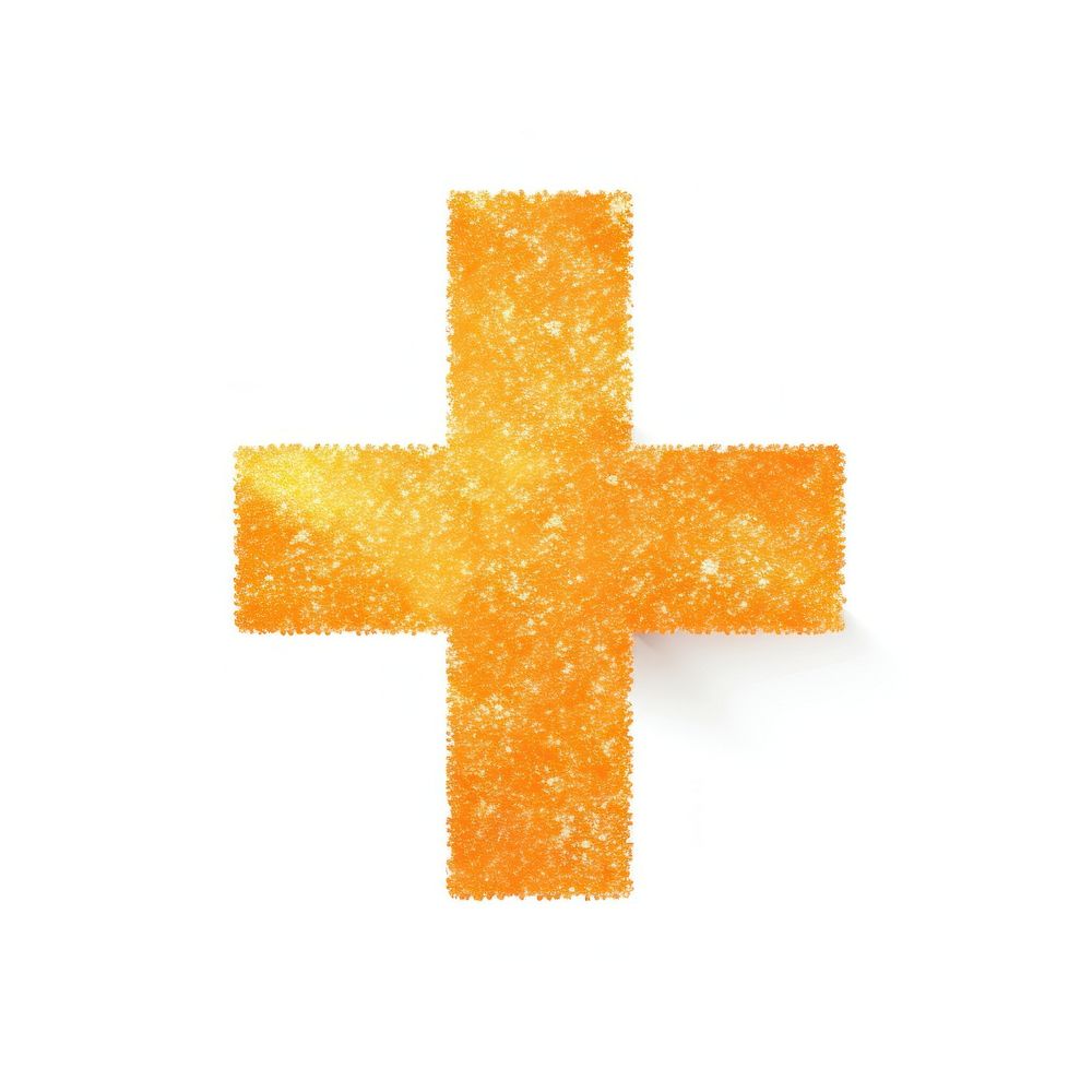 Orange plus sign icon symbol cross white background.