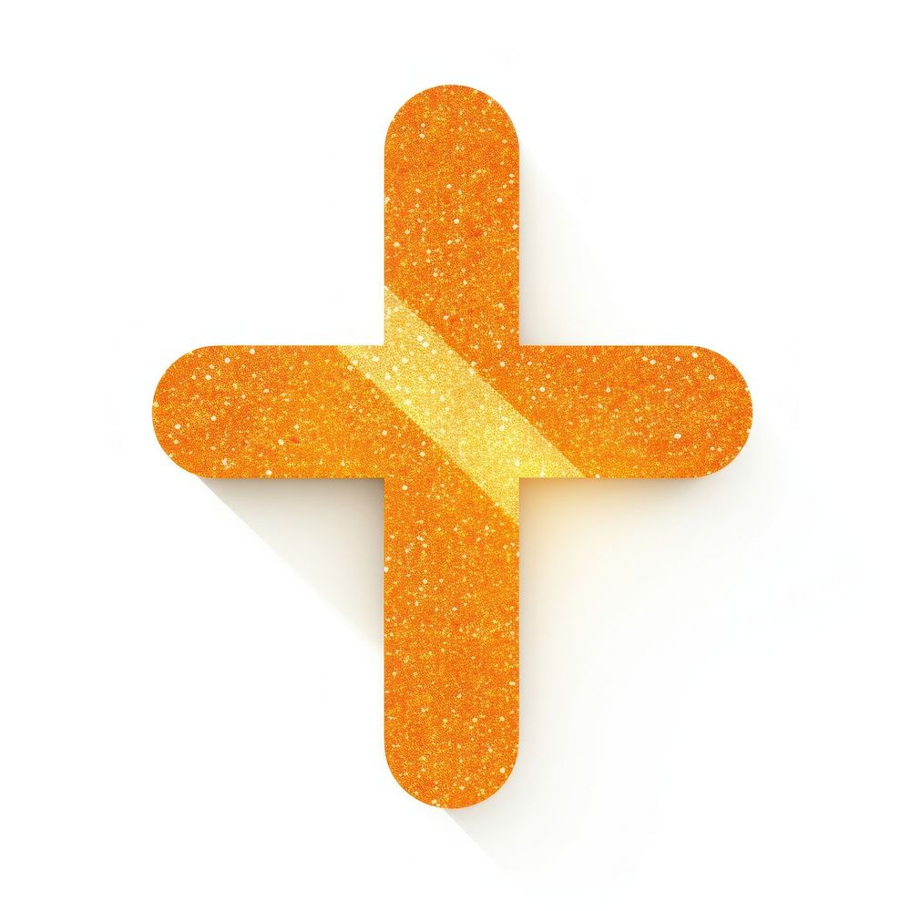 Orange plus sign icon symbol shape white background.