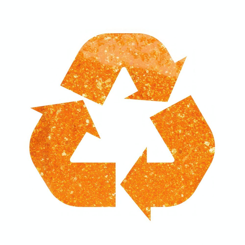 Orange recycle icon symbol shape white background.
