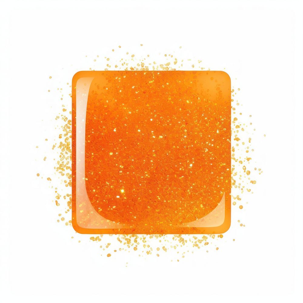 Orange square icon glitter shape white background.