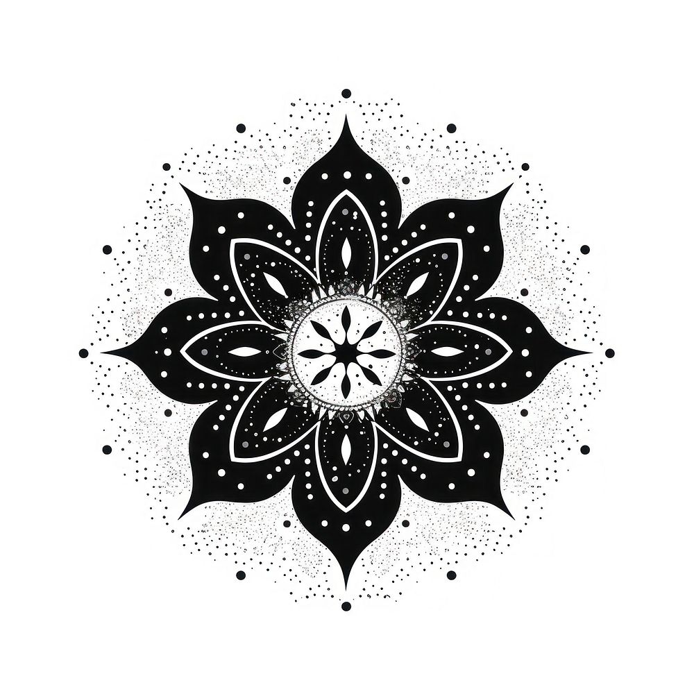 Black mandala icon pattern shape white.