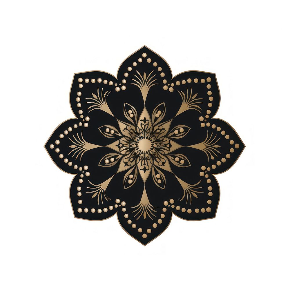 Black mandala icon jewelry pattern brooch.