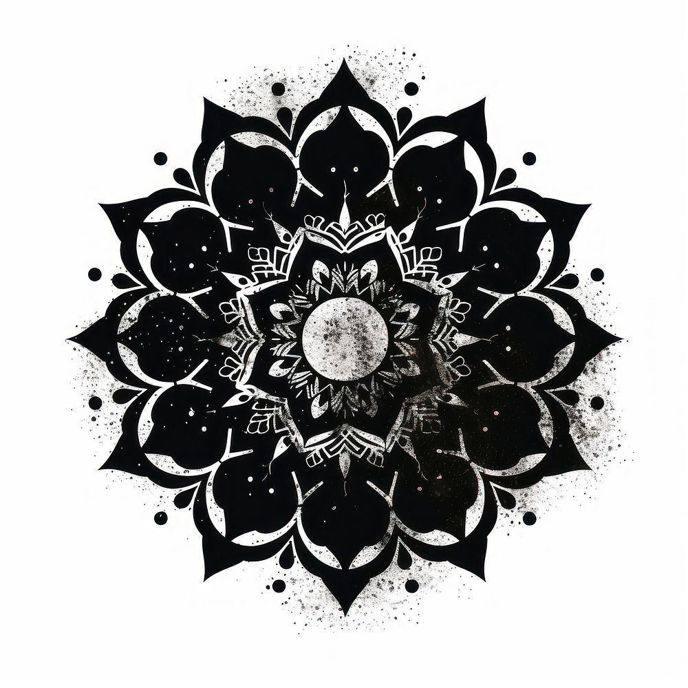 Black mandala icon pattern shape art.