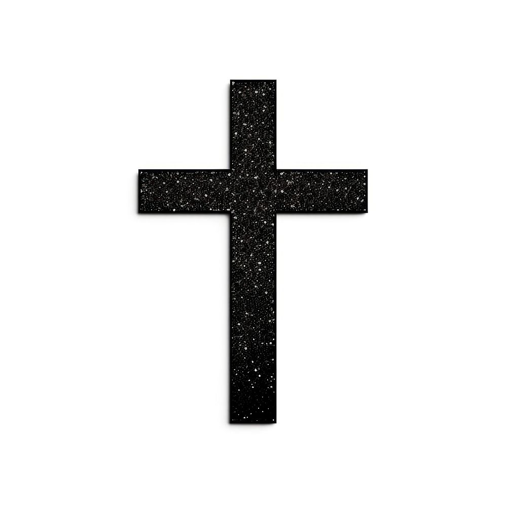 Black cross icon crucifix symbol shape.