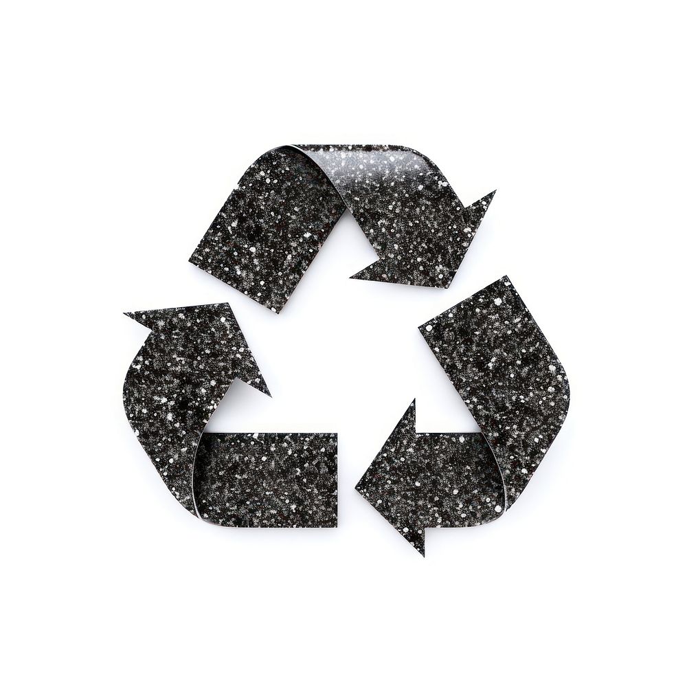 Black recycle icon shape white background circle.