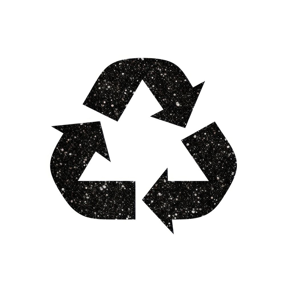 Black recycle icon symbol shape white background.