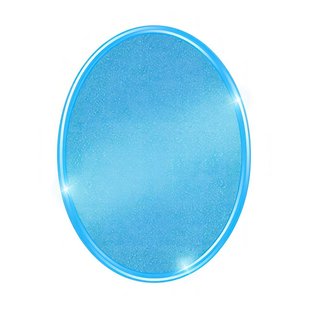 Blue oval icon shape white background rectangle.