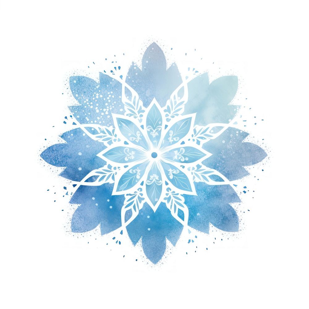 Blue mandala icon snowflake pattern shape.