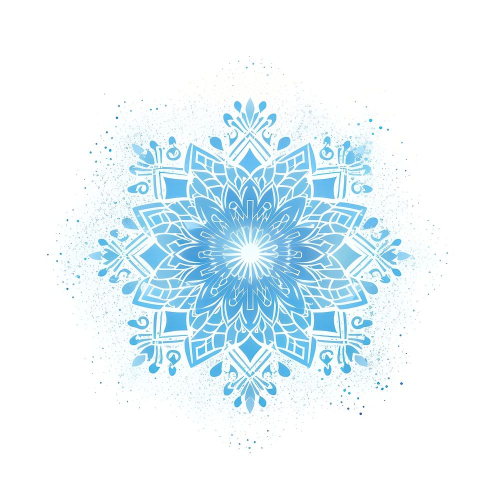 Blue mandala icon backgrounds snowflake shape.
