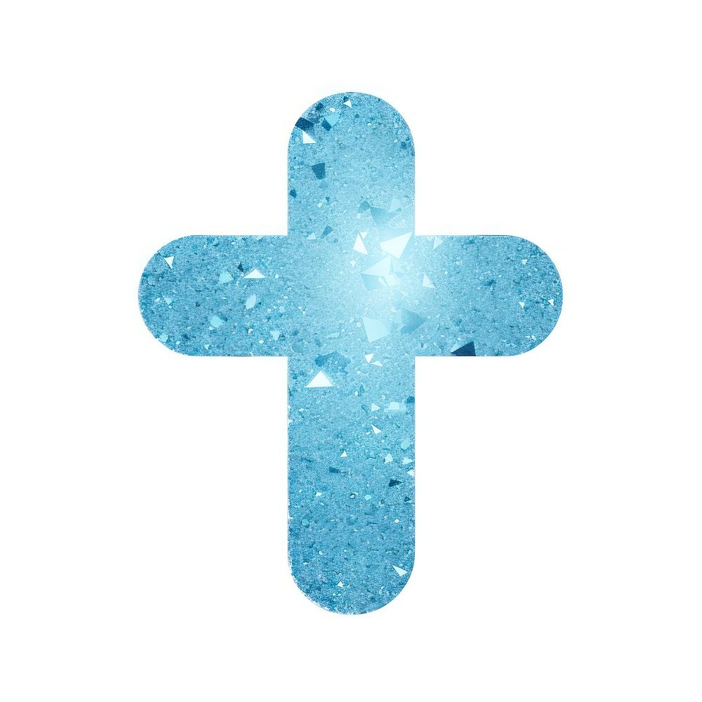 Blue plus icon symbol cross white background.