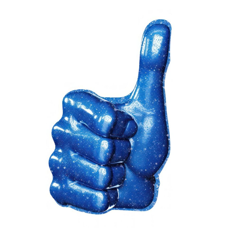 Blue thumbs up icon finger glove hand.