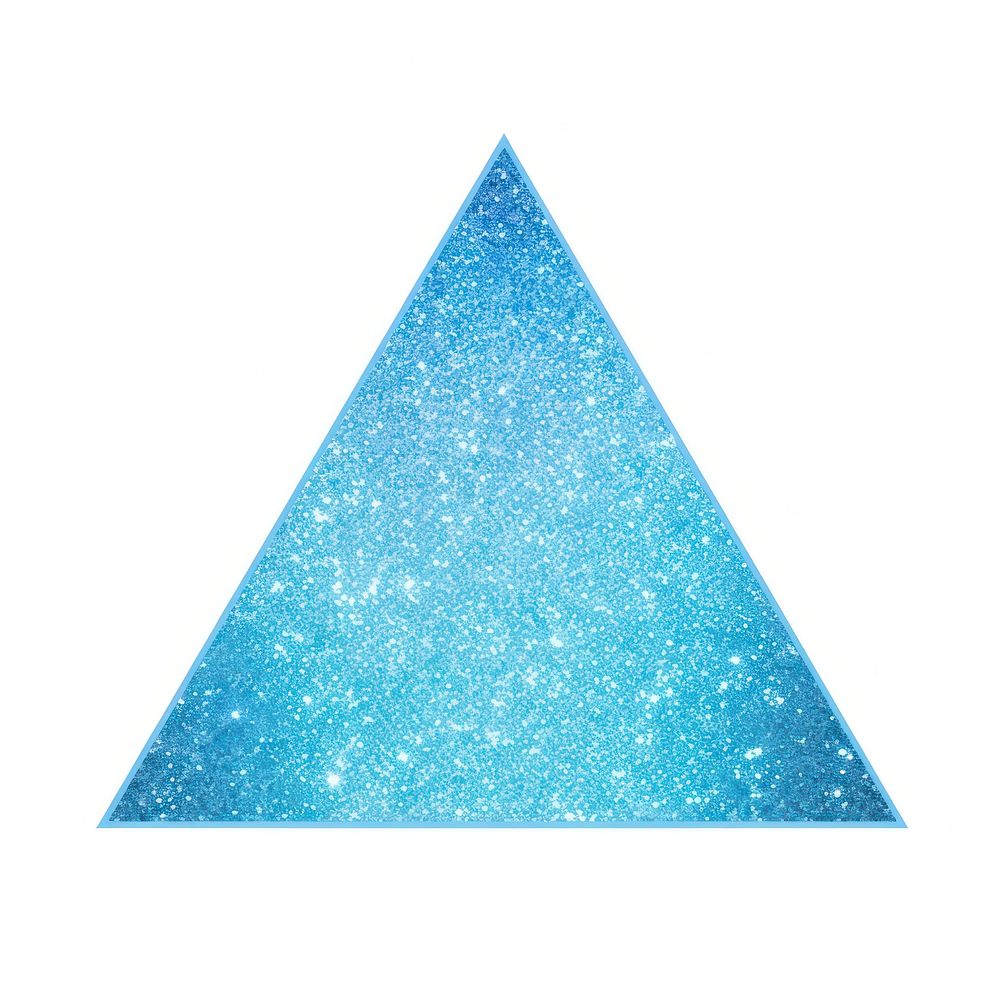 Blue triangle icon glitter shape white background.
