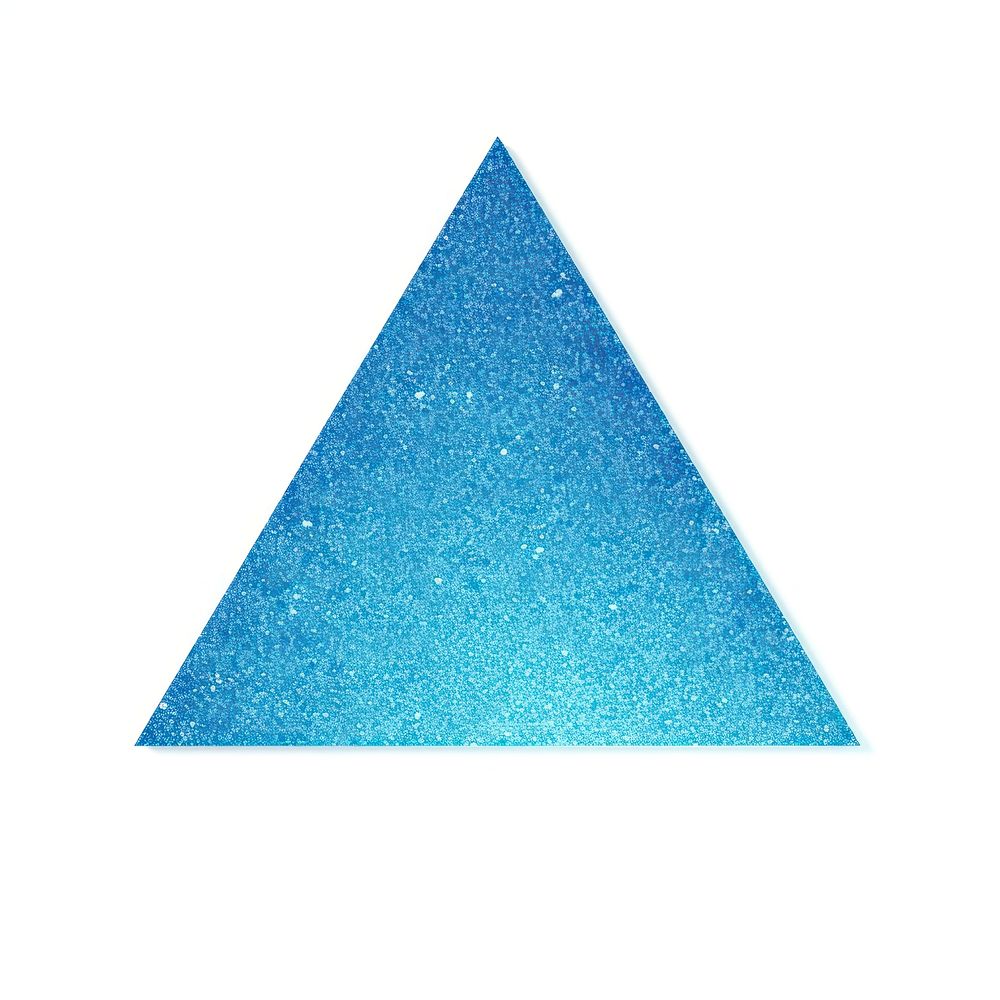 Blue triangle icon shape white background turquoise.