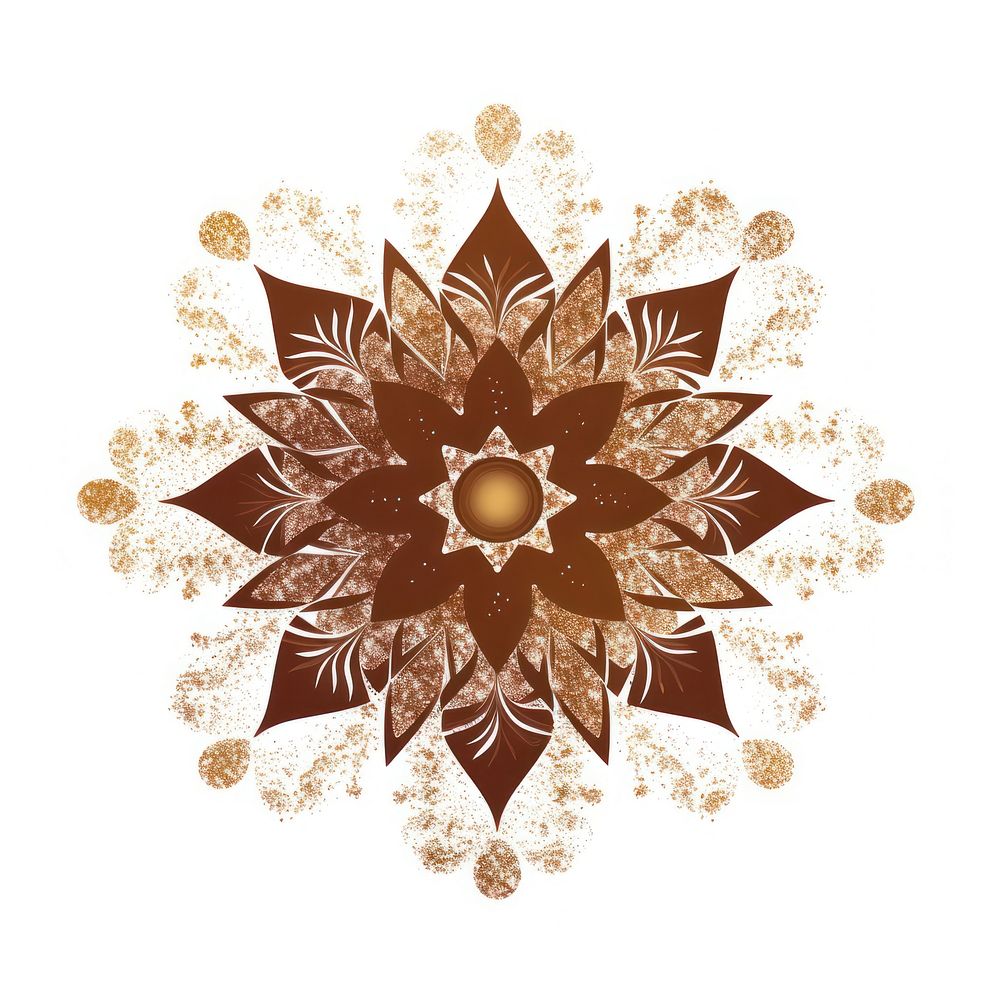 Brown mandala icon pattern brooch shape.