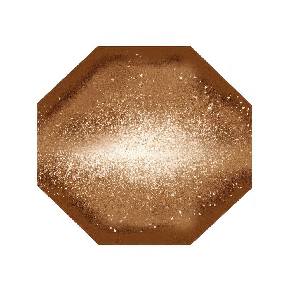 Brown octagon icon glitter shape white background.