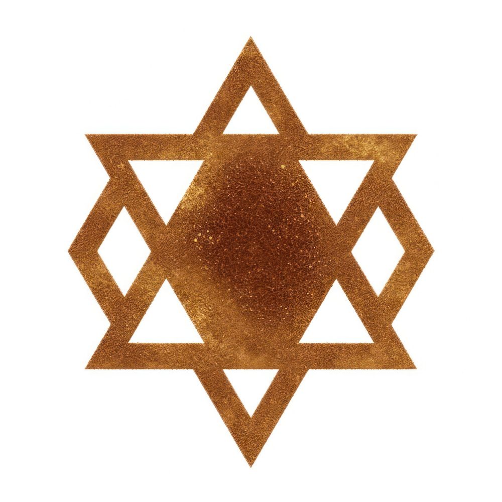 Brown hexagram icon shape white background pattern.