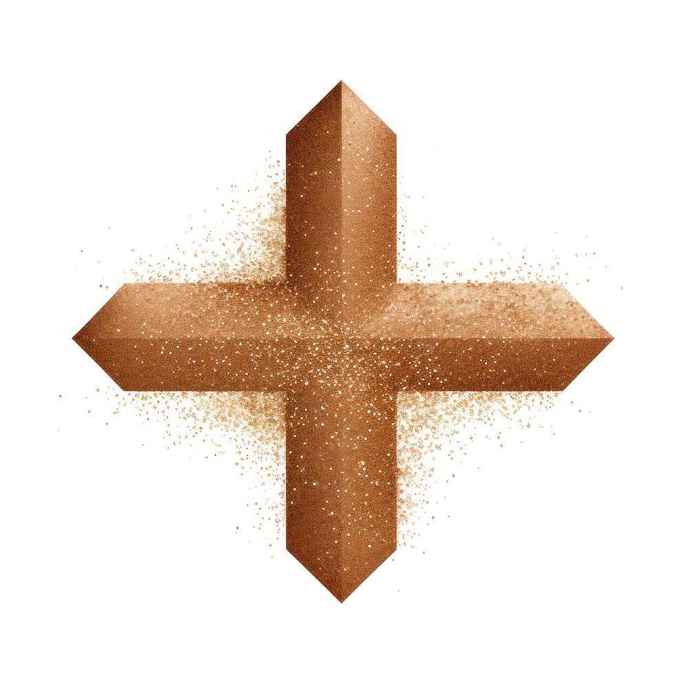 Brown plus icon symbol shape white background.