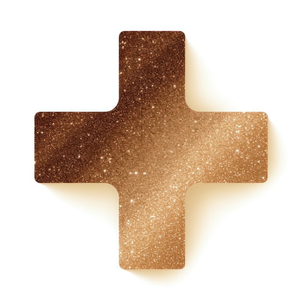 Brown plus icon glitter symbol shape.